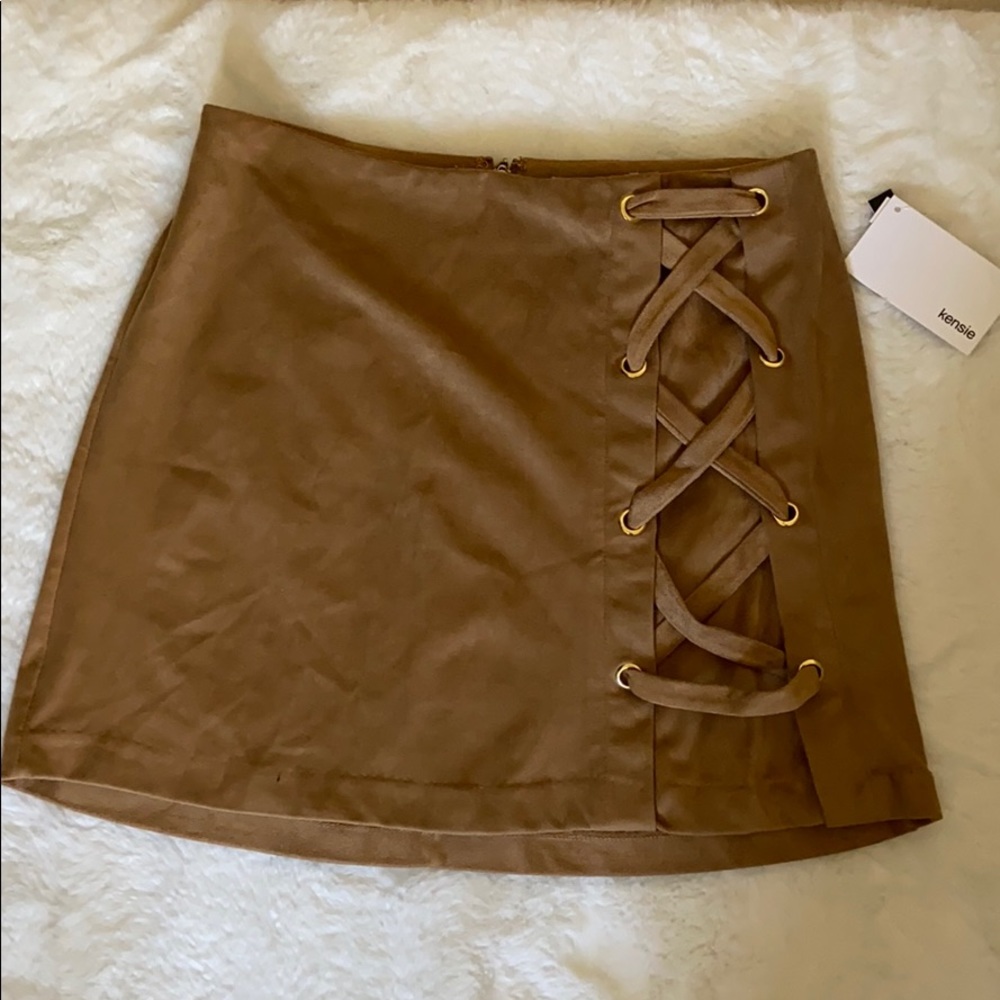 faux suede fall mini skirt